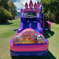Château gonflable Princesse avec toboggan, thème licorne, pour filles