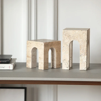 SAIDKOCC 10x10x10/10x10x11/10x10x16cm Vintage Travertin Artisanat Sculpté Marbre Chambre Salon Décoration de La Maison Accessoires