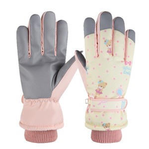 Gants de ski beige pour femmes, chauds, doublés de polaire, épais, coupe-vent, résistants au froid, pour l'extérieur, pour le cyclisme - Product Image 4