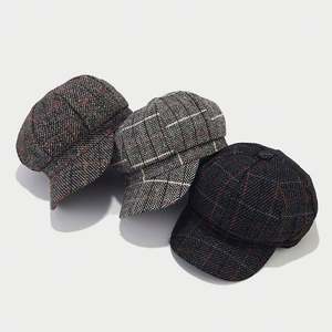 Boina Clásica Británica Retro a Cuadros para Mujer, Otoño-Invierno, Diseño Casual con Visera de Pico de Pato, para Uso Diario al Aire Libre - Product Image 3