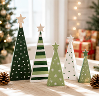 5 pièces, 5 tailles, découpeurs en bois de pin pour sapins de Noël, décorations en forme d'étoile |   Bloc de bois brut non fini, couleur bois naturel rustique, décoration intérieure à peindre