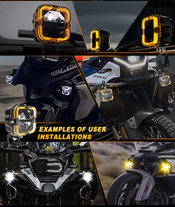 Kit d'éclairage auxiliaire <span class=keywords><strong>LED</strong></span> pour <span class=keywords><strong>moto</strong></span>, 5 modes 90W/paire, feux de route et de croisement, feux de jour DRL clignotants, feux antibrouillard, double couleur blanc ambre - Product Image 2