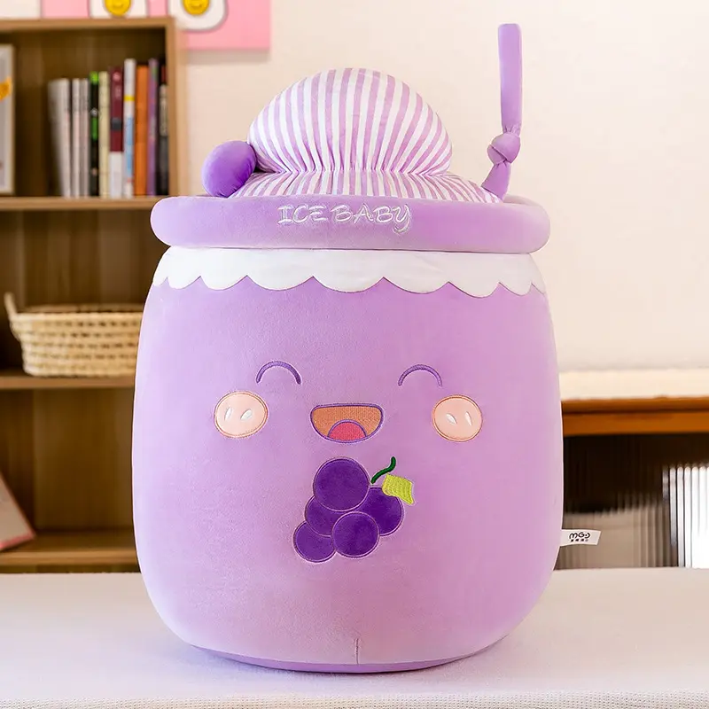 Vente chaude Super doux Boba lait thé en peluche poupées en peluche jeter oreiller jouets chaise de bureau coussin enfants en peluche Animal coucher jouet