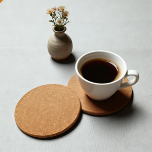 Sous-verres en liège naturel écologiques au design contemporain et personnalisé, avec logo, 10 mm, pour boissons, bars à bière, Tangwind TWP6354 - Product Image 1