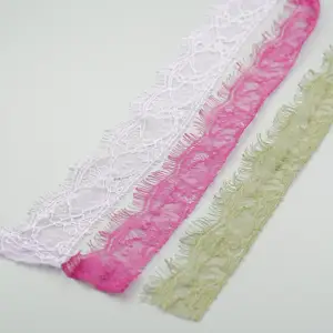 French Elastic Stretch Polyester Eyelash Lace Trim For Lingerie