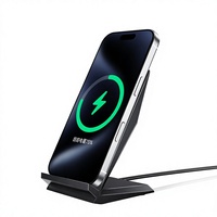 Support de charge magnétique vertical sans fil 15W pour téléphone portable – Chargeur de bureau, support portrait/landscape pour maison, bureau, chevet