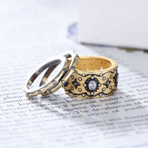 925 <strong>Sterling</strong> <strong>Silver</strong> 14k Gold Plated Black Lacy Stackable Vintage <strong>Ring</strong> <strong>Sets</strong> - Product Image 4
