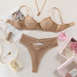 Conjunto de Lencería Sexy con Aberturas, Dos Piezas, Color Caqui, Transparente, Sujetador y Bragas, Conjunto Erótico, Sensual, Kits Onlyfans - Product Image 5