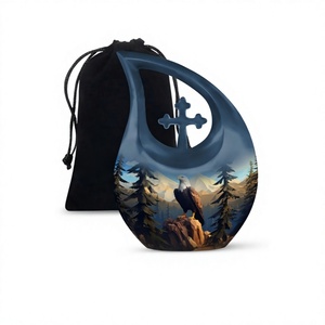 Urna Funeraria de Aluminio con Forma de Lágrima y Águila para Cenizas de Adultos, Urna Conmemorativa para Hombre y Mujer con Bolsa de Terciopelo Gratis - Product Image 1