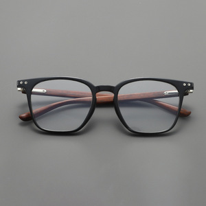 <span class=keywords><strong>0365</strong></span> haute valeur artistique plat cadre lunettes nouveau japonais coréen rétro bois Grain hommes femmes myopie cadres Rectangle diamant - Product Image 1