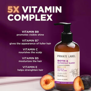 Set di Shampoo e balsamo con biotina e superfrutto con Logo personalizzato con collagene vegano, burro di Aloe e karité, parabeni e Silicone - Product Image 4