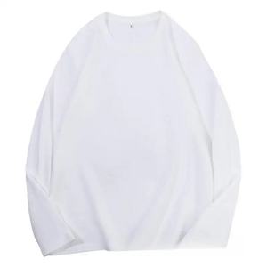 Customized New Style Sports Wear <b>Men</b> 100% Cotton Plus Size Top Long Sleeves Fabric T-<b>shirt</b> Pure Color T-<b>shirt</b> - Product Image 1