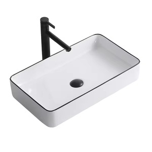 <span class=keywords><strong>Lavabo</strong></span> de Cerámica Moderno y Minimalista para <span class=keywords><strong>Baño</strong></span>, de Lujo, Blanco con Borde Negro, <span class=keywords><strong>Lavabo</strong></span> Artístico para Montar en la <span class=keywords><strong>Encimera</strong></span>, para Hotel o Villa - Product Image 6