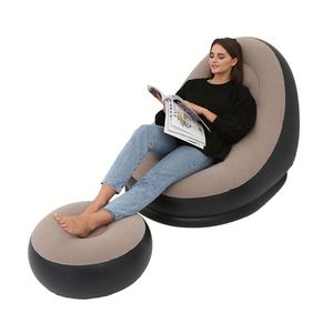 Modern Portable Breathable <b>Inflatable</b> Pvc Flocked Foldable <b>Sofa</b> for Outdoor Use-Lounge Nap Chair Customized Color Logo - Product Image 1