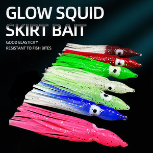 Cores aleatórias 100pcs Octopus Squid Saia Iscas Luminous Octopus Saia Trolling Água salgada Soft Squid Isca para iscas de pesca - Product Image 6