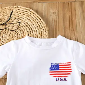Conjunto del Día DE LA Independencia para niño, conjunto de camisa del 4 de julio, Top de manga corta para recién nacido, pantalones cortos, ropa Patriótica para bebés pequeños