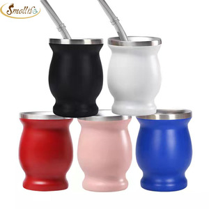 Tasse à thé créative, 8oz, en acier inoxydable, à Double paroi, gobelet gourde avec paille Bombilla - Product Image 1