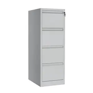 Flat packing KD vertical 4 drawer metal filing cabinet with bar
