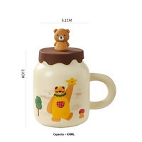Ensemble cadeau de tasse d'étudiant en céramique d'ours moderne haute couleur tasse à lait de grande capacité classique comprend un couvercle de cuillère-pour les cadeaux d'affaires