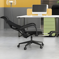 Chaise de bureau ergonomique moderne pivotante avec repose-pieds, support lombaire inclinable, appui-tête réglable, en maille de nylon de luxe