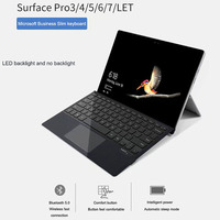 Clavier portable fin rechargeable avec rétroéclairage 7 couleurs, Bluetooth 5.2, pour Surface Pro avec pavé tactile et support pour stylet