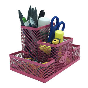 Office Organizer Metal Mesh Desk Storage <b>Box</b> Multi Compartment Desktop Stationery Holder Standing Type Rectangle Shape - Product Image 5