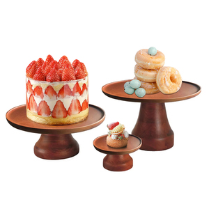 Soporte de Madera de Sapelli Personalizable para Postres - Redondo, Exhibidor de Pasteles para Uso en Hoteles y Restaurantes con Impresión de Logotipo - Product Image 2