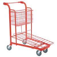 KAIJIA – chariot de supermarché pliable en métal à 2 niveaux, chariot de transport de fret en acier, chariot logistique, chariot plat