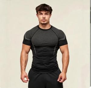 T-shirt sportiva da uomo a maniche corte, attillata, traspirante, ad asciugatura rapida, a <span class=keywords><strong>pois</strong></span>, per fitness e corsa, ideale per muscolosi - Direttamente dalla fabbrica - Product Image 1