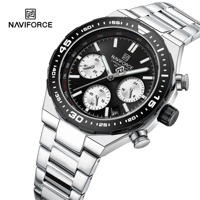 NAVIFORCE 8049 SBS Factory Custom Logo Quartz Watch for Men Chronograph Luminous Hands Male Wrist Watch Small Three Needle Clock