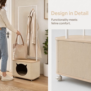 <span class=keywords><strong>Porte</strong></span>-<span class=keywords><strong>manteau</strong></span> d'entrée moderne avec niche pour chat intégrée, armoire de couloir en bois multifonctionnelle, mobilier adapté aux animaux de compagnie, vente en gros, sur mesure - Product Image 3