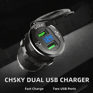 <span class=keywords><strong>CHSKY</strong></span> Dual-Port USB Typ-C Autoladegerät mit QC 3.0 Schnellladung Staubschutzabdeckung mit Öffnung Eingebautes WLAN 12-24V 1 Jahr Garantie - Product Image 2