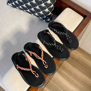 Sandalias Planas con Pedrería Brillante, Verano 2026, Chanclas Trenzadas, Suela Suave, Sandalias Romanas Modernas para Mujer - Product Image 2
