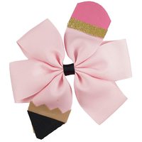 Accessoires pour enfants : Barrette à cheveux en tissu côtelé de 5 pouces, faite à la main, avec nœud style crayon, pour la rentrée scolaire, coiffe pour bébé