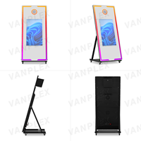 Miroir magique photo numérique 32/43 pouces avec écran tactile et anneau lumineux LED pour mariages, fêtes et événements