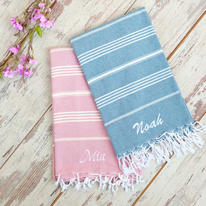 Toalla de playa de algodón turco bordada personalizada con nombre, regalo para damas de honor, recuerdo de despedida de soltera, regalo personalizado para mujeres H - Product Image 3