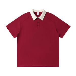 Polo de Algodón Fresco de 220 g/m² para Hombre y Mujer, Cuello en Contraste, Manga Corta, Estilo Japonés, Holgado, Informal, Unisex, Primavera-Verano - Product Image 1