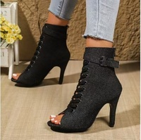 Chaussures de Danse de Performance et de Pratique Salsa, Jazz, Batchata Noires Mates de 10 cm les Moins Chères pour Femmes