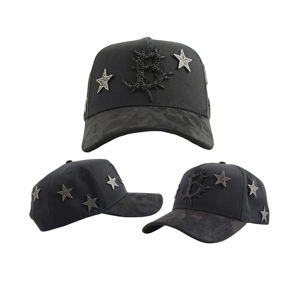 Cappellini da Baseball Originali LOOK at ME, 5 Pannelli in Camoscio, Ricamo Sportivo, Visiera Curva, Nero - Product Image 2