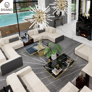 Muebles Italianos Foshan, Juego de Sofás Modulares de Cuero Genuino de Lujo en Forma de L, para el Hogar, Modelo DV-OTHOMSON-BOCAS, Producto Italiano - Product Image 2