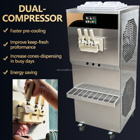 480 stuks/uur ijsmachine met voor-koeling, soft serve, dubbele compressor, commerciële ijsmachine, machine voor bevroren yoghurt