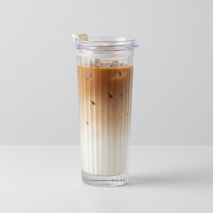 Gobelet à café vertical simple à grande capacité épais pour femmes, double paille, verre à eau, tasse à isolation thermique réutilisable - Product Image 1