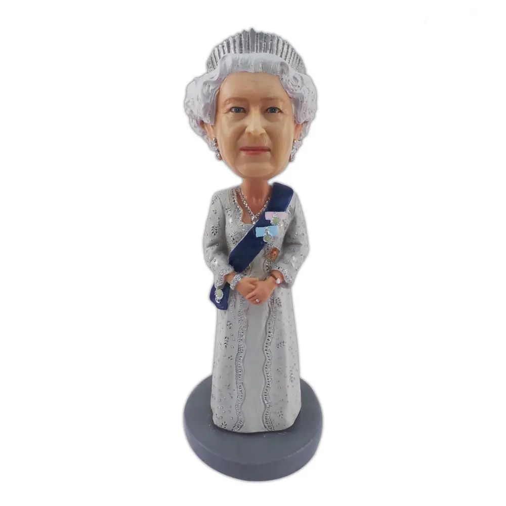 ที่กำหนดเองQueen Elizabethเรซิ่นFigurines Shakeหัวตุ๊กตาที่ระลึกBobblehead Dool