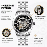 Montre mécanique automatique de luxe pour hommes, cadran ajouré, boîtier en acier inoxydable, bracelet en cristal saphir lumineux