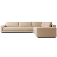Ensemble de canapés sectionnels en tissu tendance avec accoudoirs à rainures pour salon de villa, canapé en forme de L avec structure en bois massif