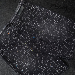 売れ筋カスタム卸売メンズハイバギー特大デニムジョート光沢のあるラインストーンウォッシュドスタイリッシュなストリートウェアY2K - Product Image 5