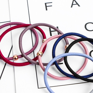 Élastique à cheveux pour femme YT, style coréen, épais, très élastique, 5,5 cm, avec petite perle dorée, en tissu coloré, style doux, usage quotidien - Product Image 4