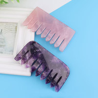 Peigne de massage en pierre de jade naturelle de quartz rose pour le cuir chevelu