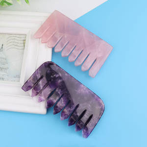 Tête de quartz rose naturel pression jade <span class=keywords><strong>pierre</strong></span> grattoir à cheveux peigne de massage - Product Image 6