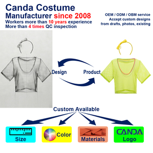 T-shirt da donna classica anni '80 in rete neon di poliestere, traspirante ed elasticizzata, per costume retrò, ideale per Mardi Gras, TV/Cinema - Fornitura diretta dalla fabbrica - Product Image 4